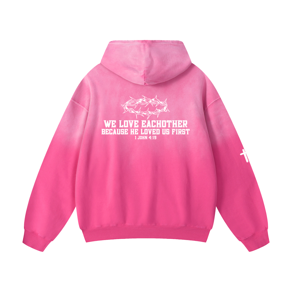 "1 JOHN 4:19" Heavyweight Ombre Oversized Hoodie