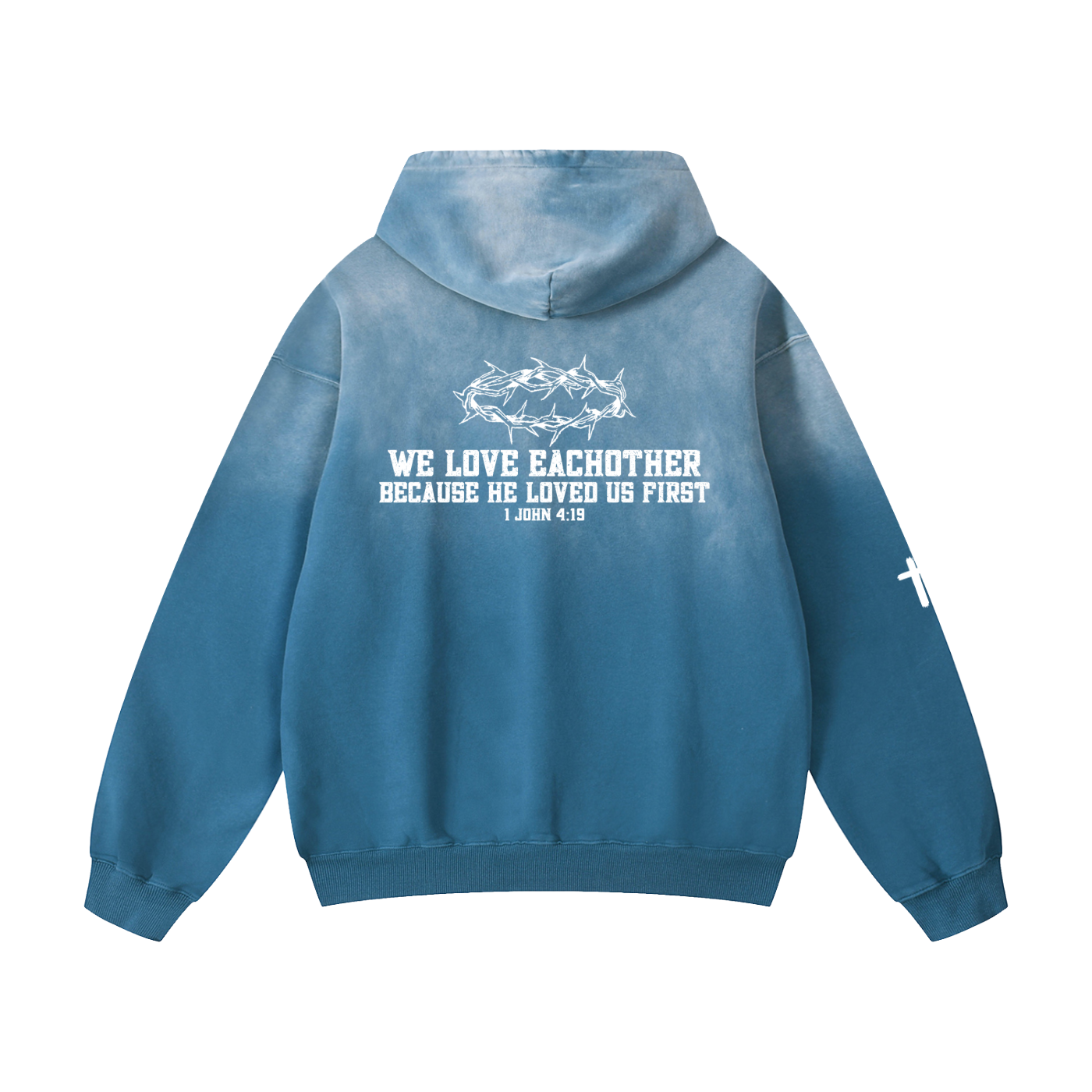 "1 JOHN 4:19" Heavyweight Ombre Oversized Hoodie